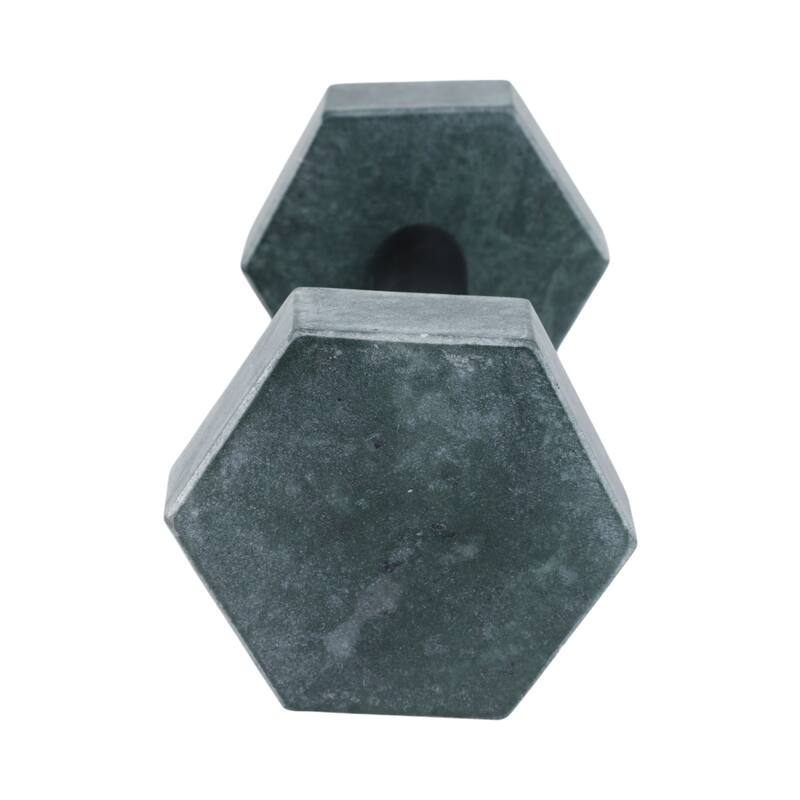 Marble Stone Decorative Figurine Dumbbell Shape Accent - 4" Green - 8" x 4" x 4"