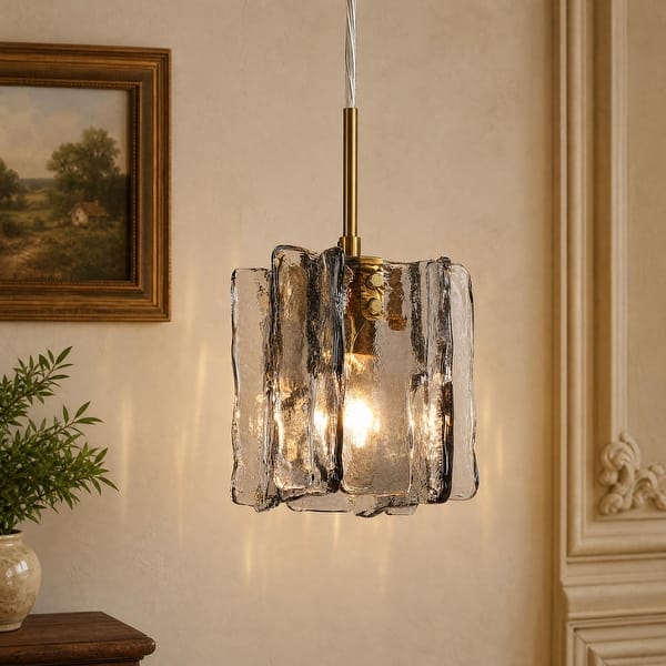 slide 2 of 43, Kasy Modern 1-Light Textured Glass Pendant Light Unique Kitchen Island Light