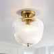 preview thumbnail 2 of 7, Rennnsan 1-Light Vintage Ribbed Glass & Brass Flush Mount Ceiling Light for Bedroom - 1 Light