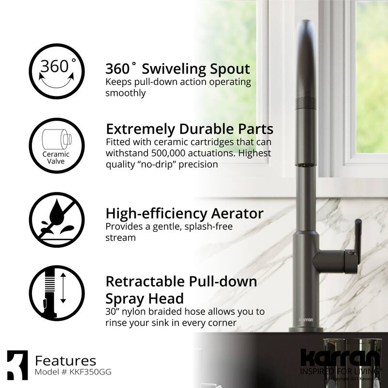 Karran Lagrange One-Handle Pull Down Dual Function Sprayer Kitchen Faucet