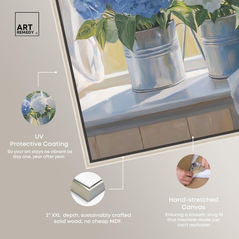 Sunlit Hydrangeas Canvas by Art Remedy