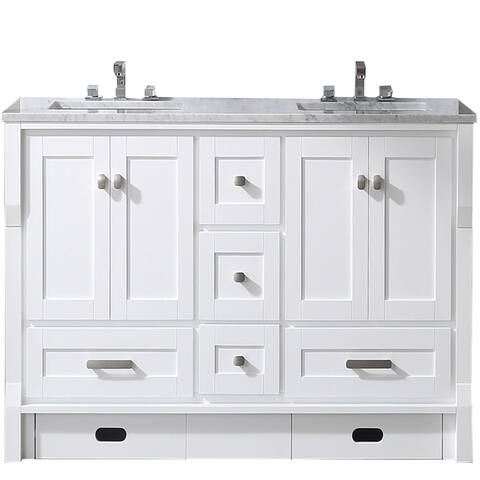 Eviva Booster 60 in. Double Sink Vanity in White with White Carrara Marble Countertop