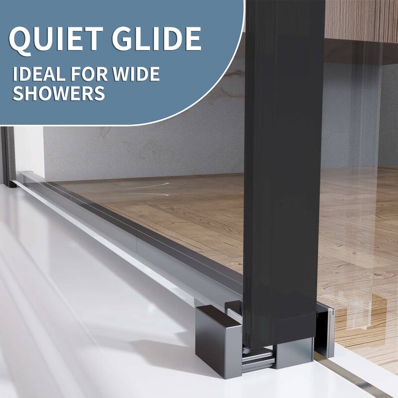 48" x 74" Glass Shower Door Framed Sliding Adjustable Brushed Nickel Clear Shower Enclosure with Hardware Kit