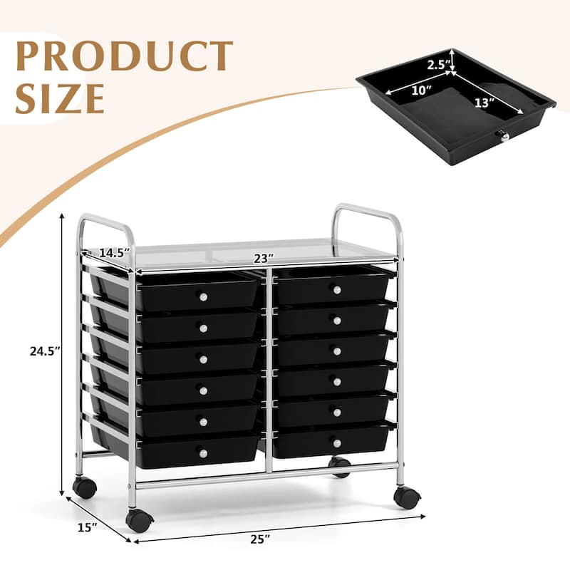 Costway 12 Drawers Rolling Cart Storage Scrapbook Paper Studio - See Details