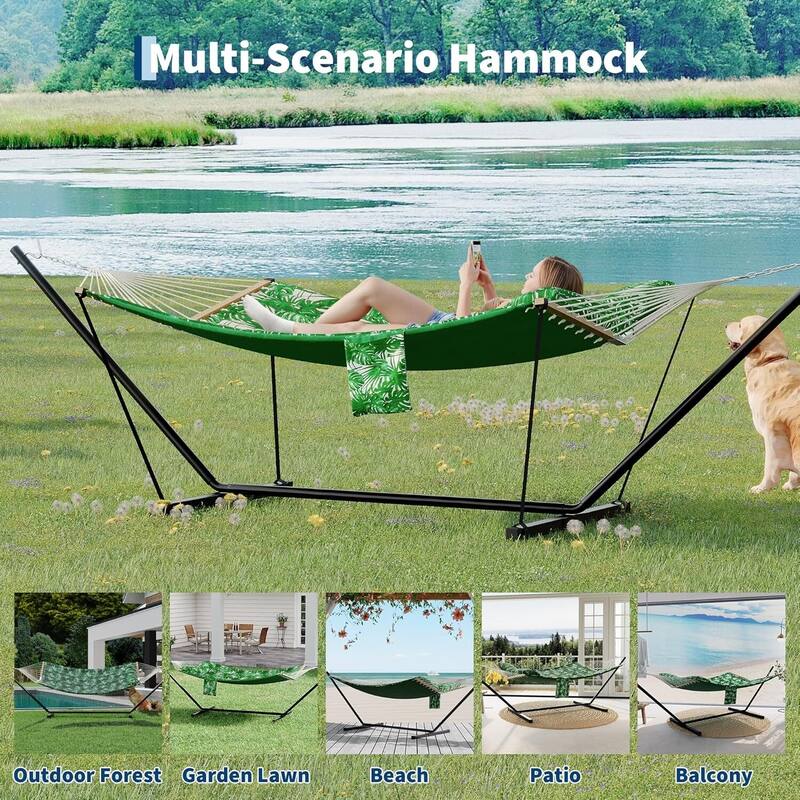 450 LBS Capacity, Double Outdoor Hammock for Patio, Backyard, Garden, Beach