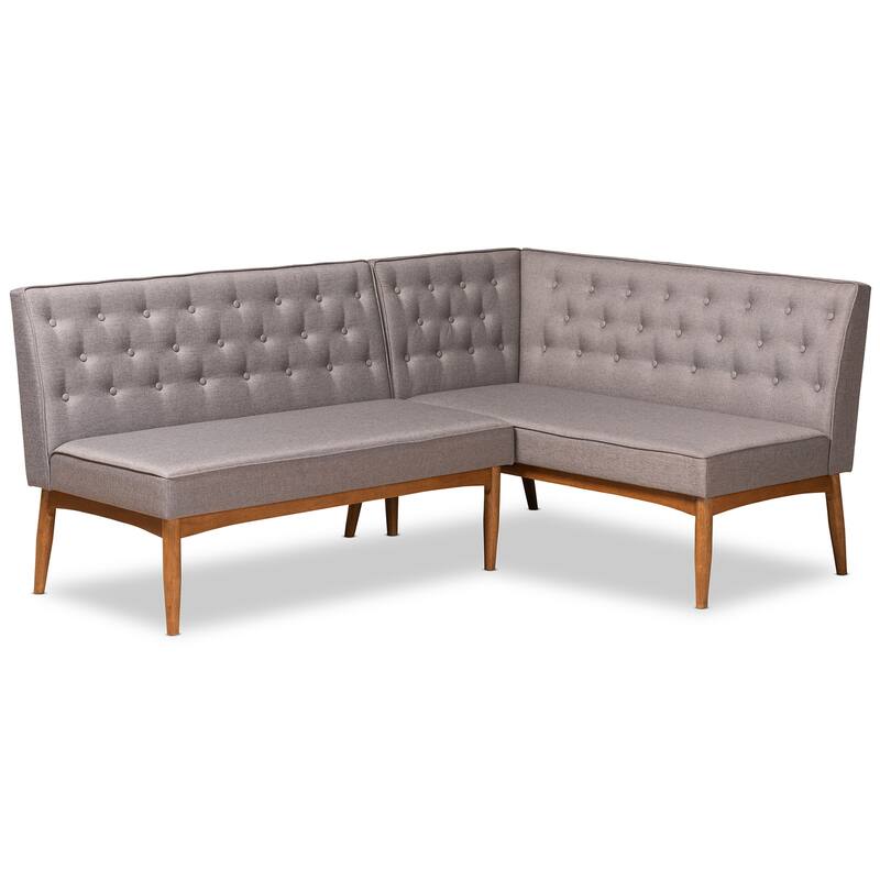 Riordan Mid-Century Modern 2-Piece Dining Nook Banquette Set - Grey