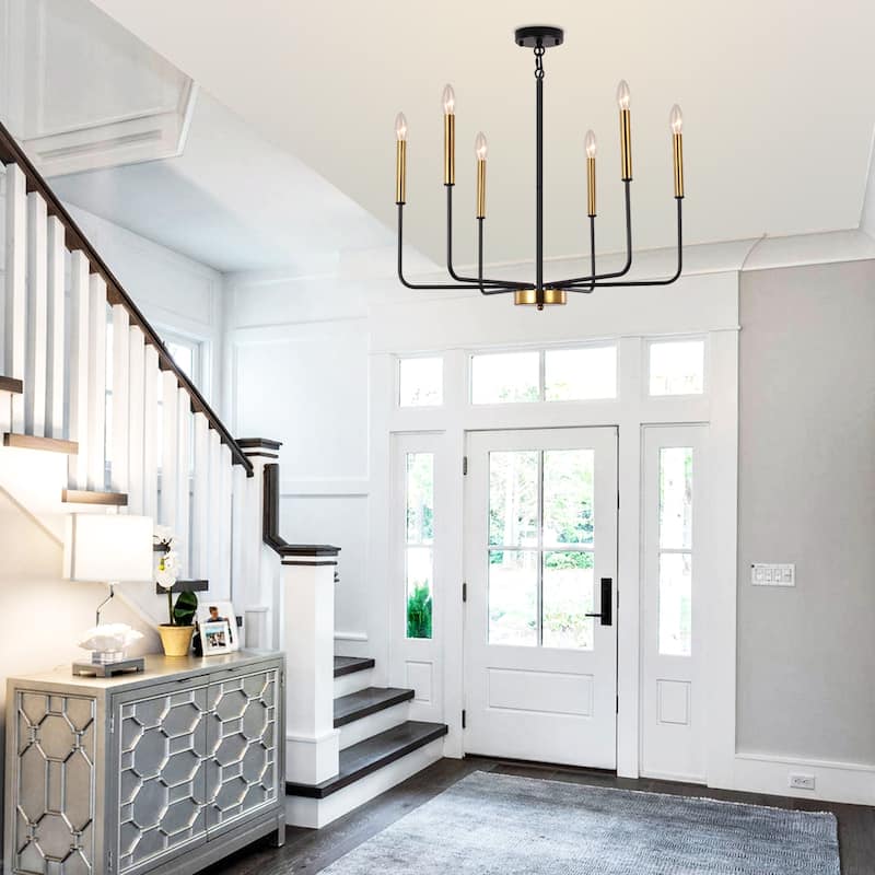 6-Light W26.18" x H66.92" Candle Chandelier for Living Room Kitchen Island
