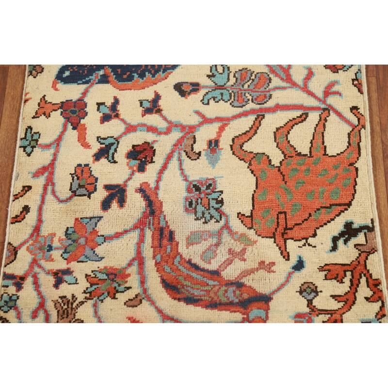 Animals Design Kazak Oriental Foyer Rug Hand-Knotted Wool Carpet - 2'0" x 3'0"