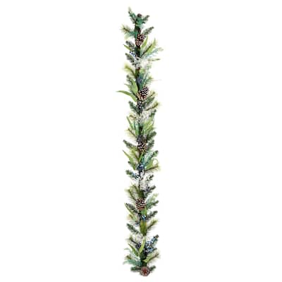 National Tree Company 6 ft. Artificial Christmas Blueberry Fields Garland with Pinecones and Blueberries - 6 ft