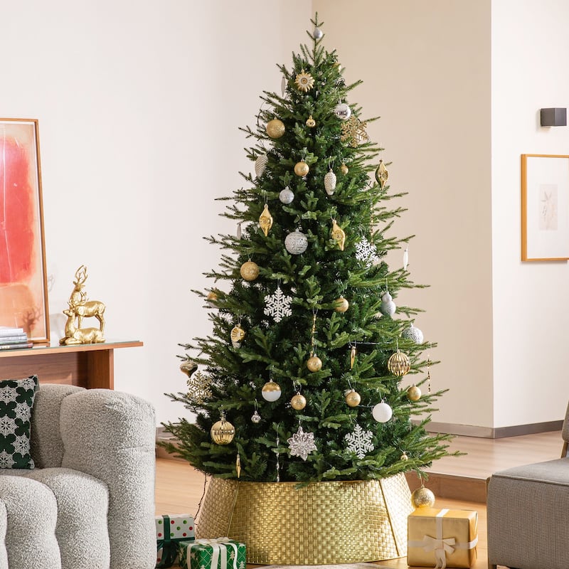 Glitzhome 40.5"D Gold Metal Weave Christmas Tree Collar - 40.5"