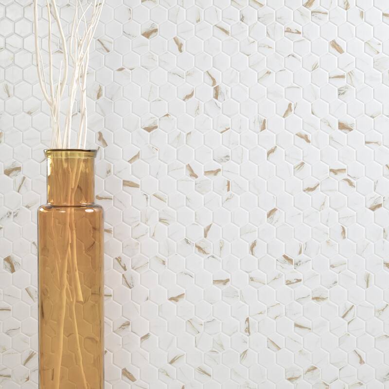 Ackland AKM-P-2X2HXM-CA 11" x 13" Porcelain Geometric Floor and Wall