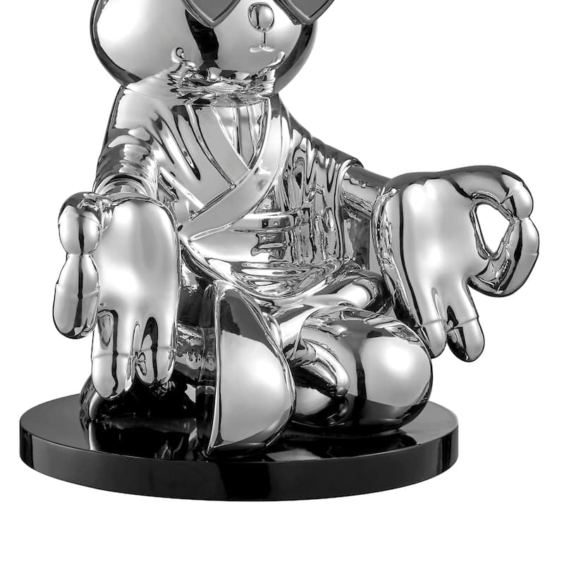 Sitting Bunny with Tie and Glasses Resin Handmade Sculpture - N/A