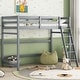preview thumbnail 12 of 20, Twin Size Pine Wood High Loft Bed with inclined Ladder and Guardrails for Bedroom Grey