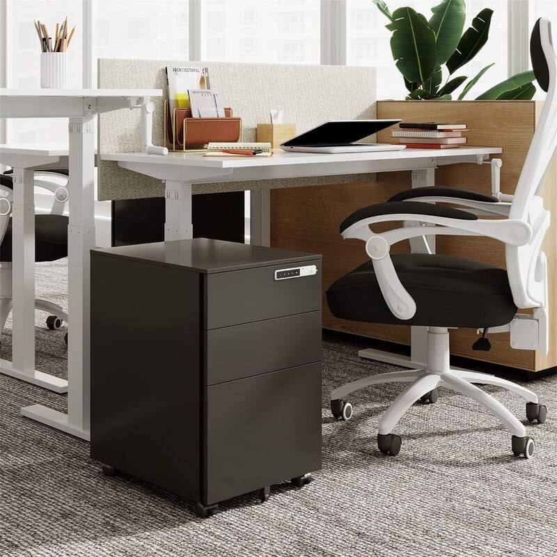 3-Drawer Mobile File Cabinet - Black