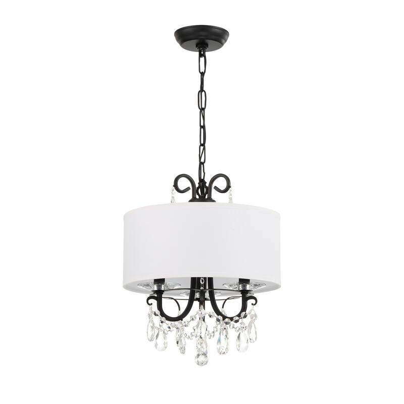 Othello 3 Light Matte Black Mini Chandelier - 14''W x 17''H