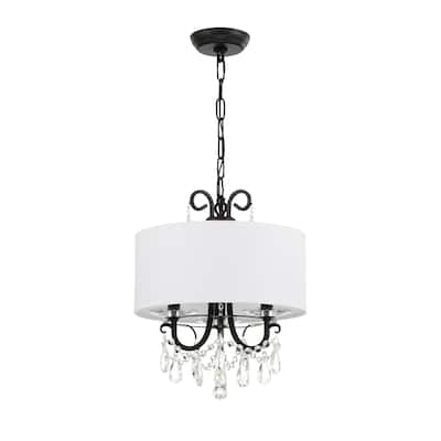 Othello 3 Light Matte Black Mini Chandelier - 14''W x 17''H