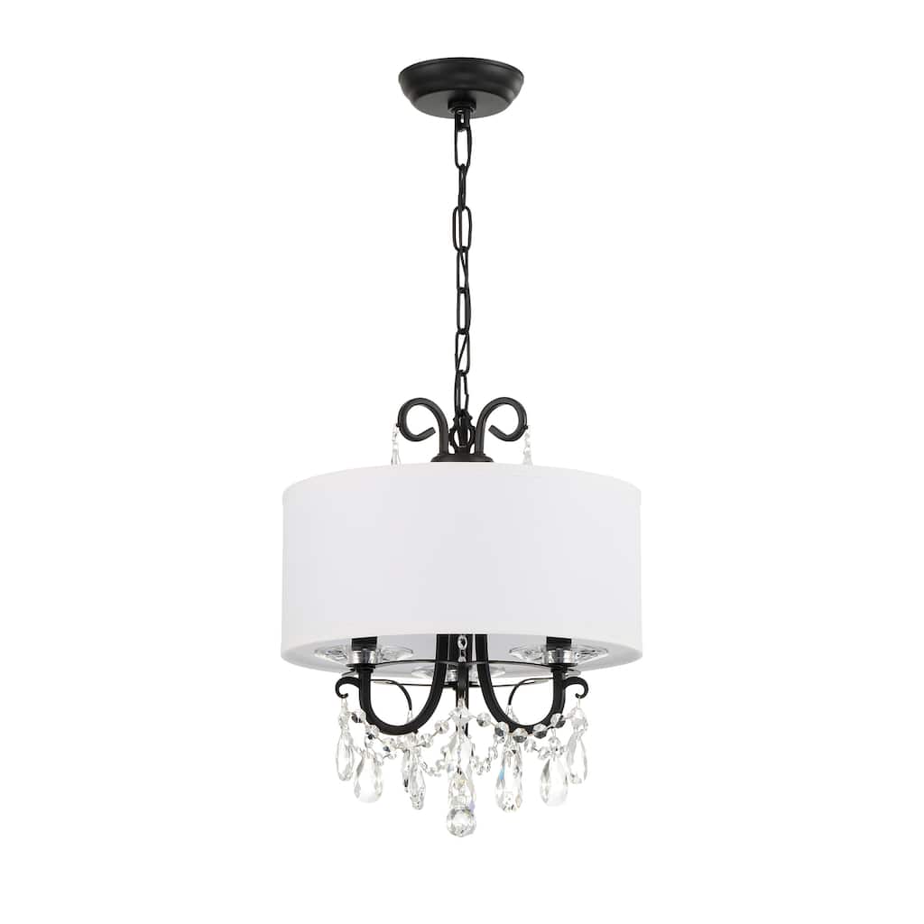 Othello 3 Light Matte Black Mini Chandelier - 14''W x 17''H