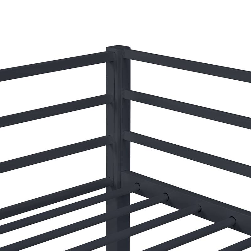 Metal Loft Bed Twin, Loft Bed Frame with Guard Rails and Flat Ladder