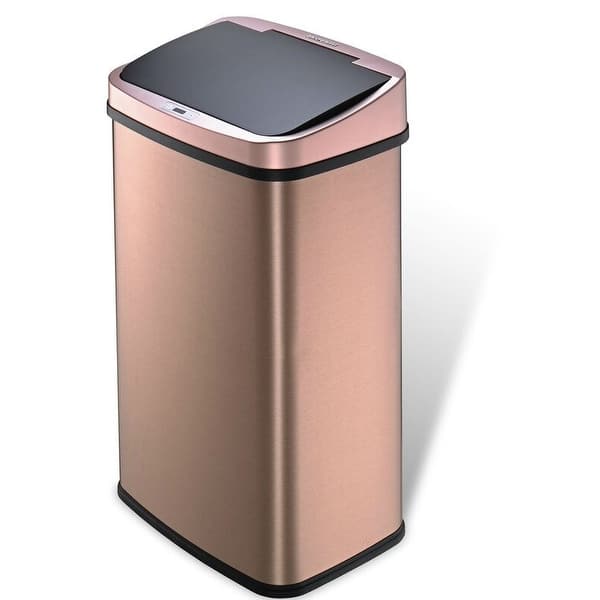 eModernDecor 2.4-Gallons Rose Gold Steel Touchless Kitchen Trash Can with  Lid Outdoor in the Trash Cans department at