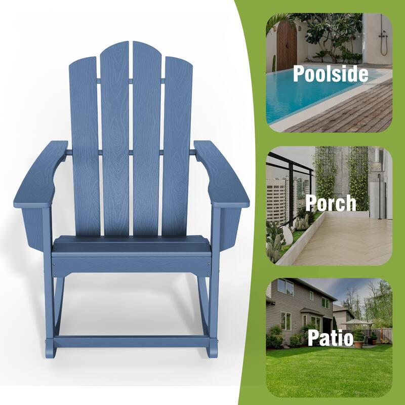 HDPE All Weather Patio Rocking Chair with Wide Armrest