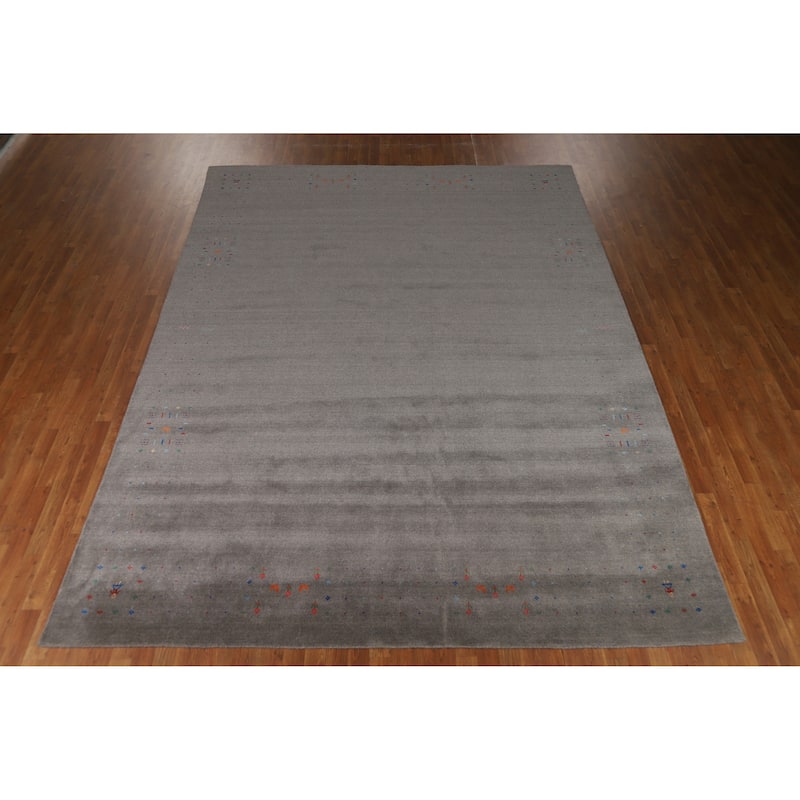 Hand Knotted Oriental 100% Wool Carpet Tribal Tribal Greys & Charcoal Gabbeh Area Rug - 12' 0'' X 9' 1''