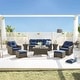 preview thumbnail 4 of 105, Murphy Outdoor Wicker Patio Outdoor Sofa Swivel Chair Coffee Table 8PC - Gray Wicker-Blue