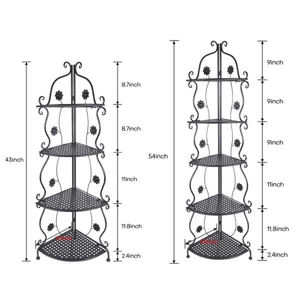 Image showcasing Folding Metal Corner Shelf Display Organizer Rack for Kitchen Bathroom ...
