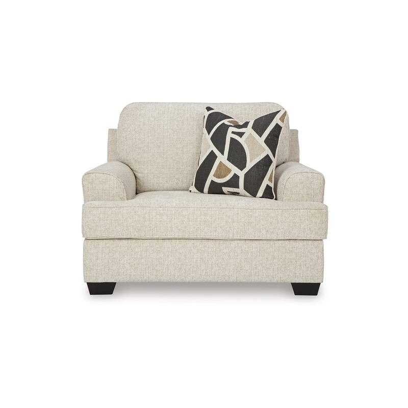 Burgess Accent Chair, Quartz Beige Polyester, 1 Throw Pillow, Black