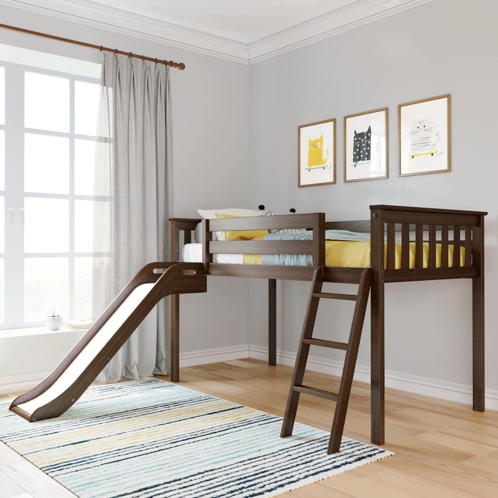 Max and Lily Classic Twin-Size Low Loft with Easy Slide
