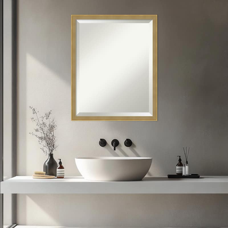 Incline Beveled Wood Framed Bathroom Vanity Wall Mirror