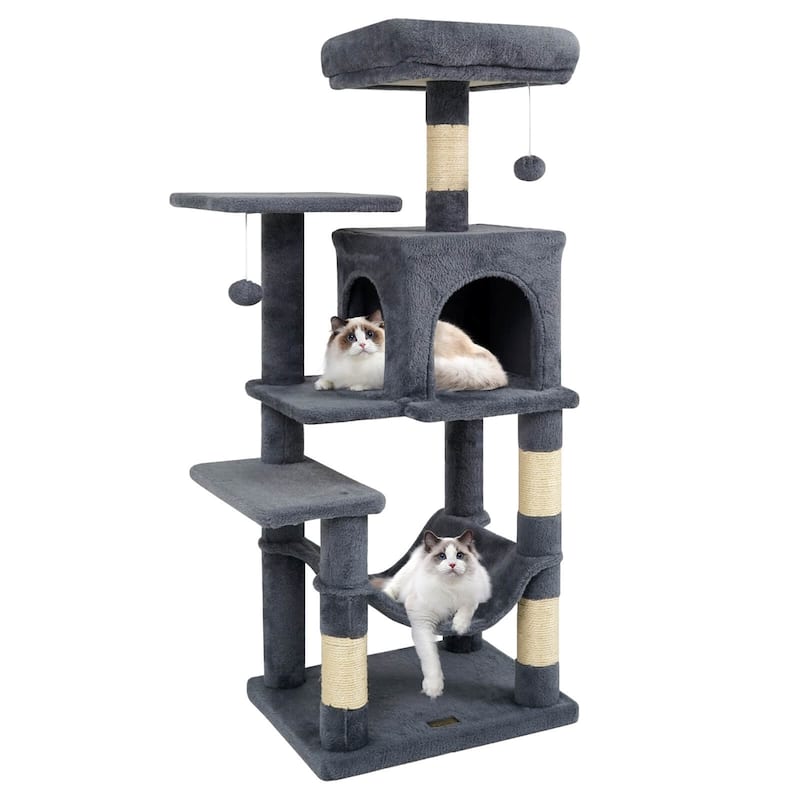 Costway 44” Tall Multi-level Cat Tree with Cushion Top Perch, - See Details - Dark Gray