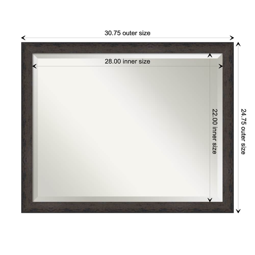 Dappled Narrow Beveled Wood Framed Bathroom Vanity Wall Mirror