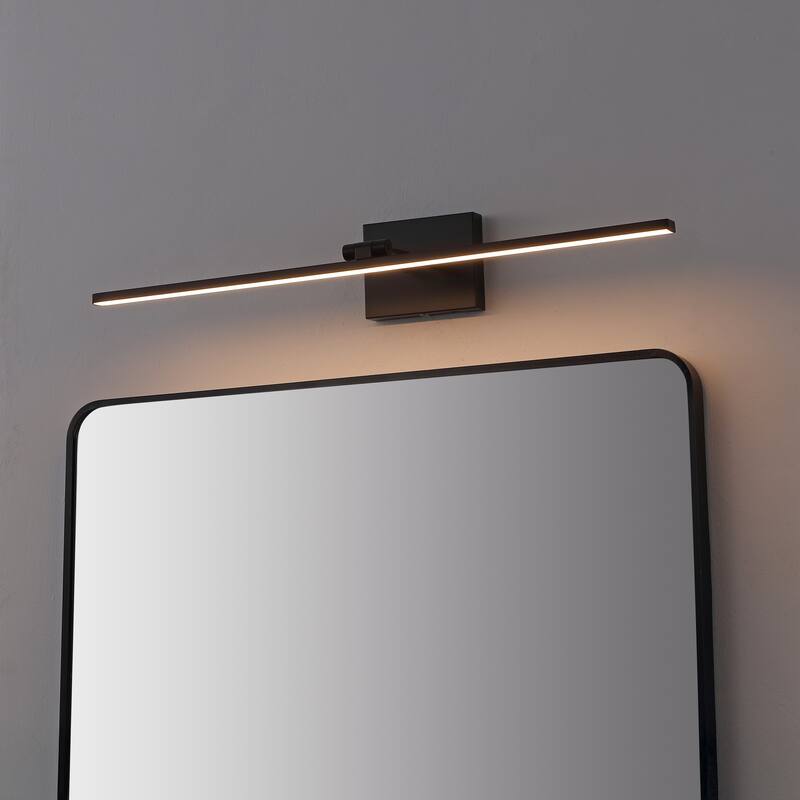 28" Swivel Integrated Dimmable LED Rechargeable Picture Light, Sensor, by JONATHAN Y - N/A - Black