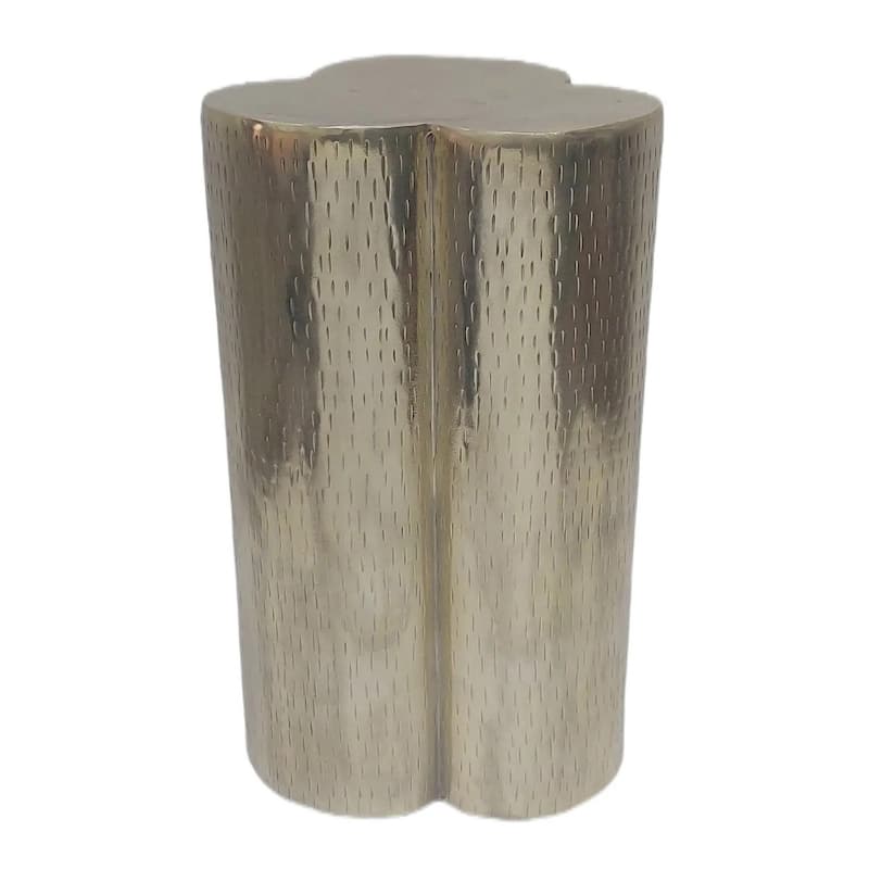 Metal Side Table with Modern Textured Base Elegant Narrow Home Decor