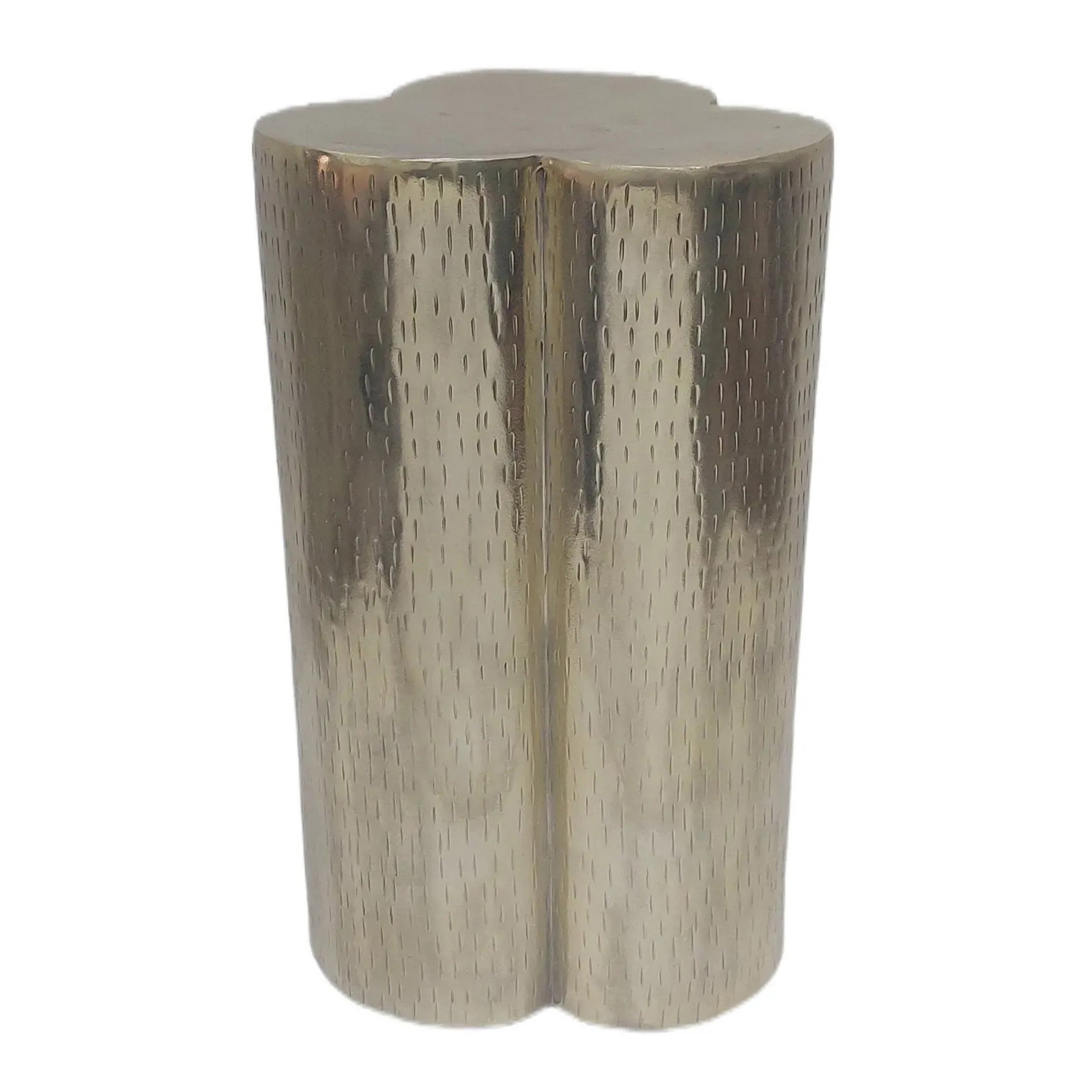 Metal Side Table with Modern Textured Base Elegant Narrow Home Decor