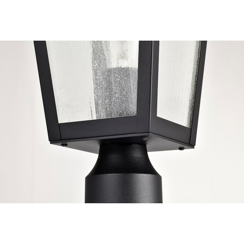 Lawrence 1 Light Post Top Matte Black with Clear Seeded Glass