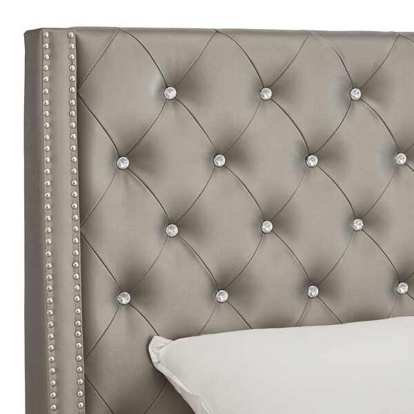 Aurora Faux Leather Crystal Tufted Wingback Headboard Only No Frame by iNSPIRE Q Bold On Sale Bed Bath Beyond 13371113