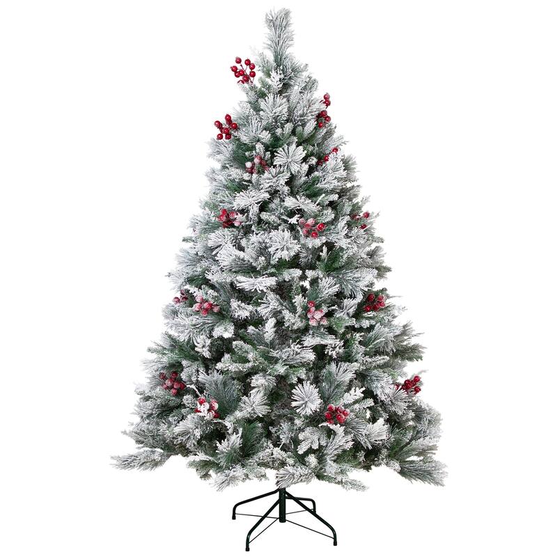 Real Touch™️ Heavily Flocked Whittaker Spruce Full Artificial Christmas Tree - 6.5' -Unlit - 6.5 Foot