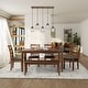 preview thumbnail 12 of 18, Farmsy Modern Farmhouse Linear Faux Wood Metal Chandelier Glass Adjustable Kitchen Island Pendant for Dining Room