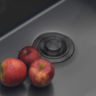 STYLISH 3.5 Inch Graphite Black Kitchen Sink Deep Strainer with Removable Basket - Fits Standard 3.5" drain Opening.
