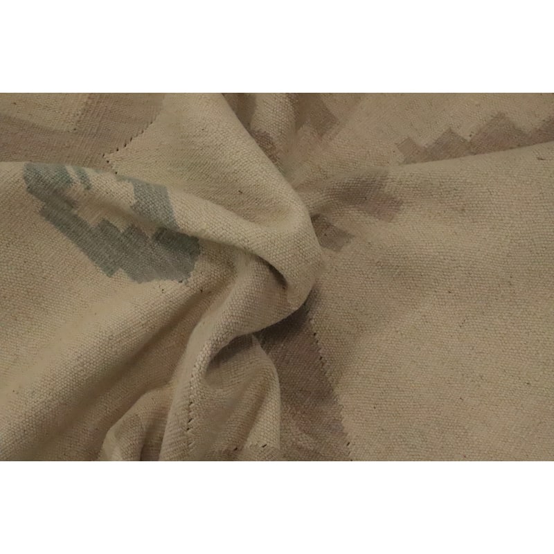 Hand Woven Oriental 100% Wool Carpet Southwestern Tribal Beige & Ivories Kilim Area Rug - 8' 0'' X 4' 9''