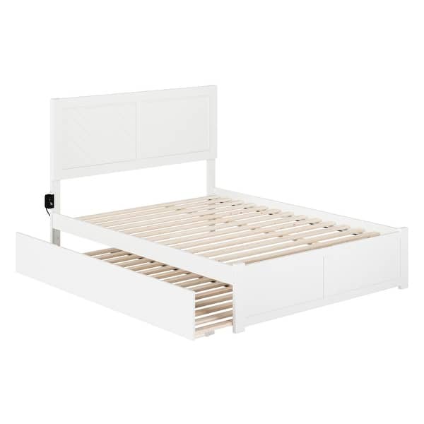 slide 2 of 15, AFI Canyon Full Solid Wood Platform Bed with Footboard & Full Trundle in White