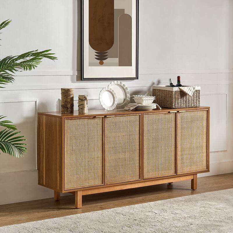 Heinz 63"Wide Contemporary Storage Sideboard with Adjustable Shelves by HULALA HOME - Walnut