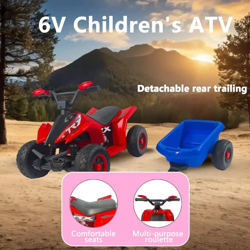 Battery Powered Electric Car Electric Vehicle ATV Car with Headlight, Electric Off-Road Vehicle with Music & Storage