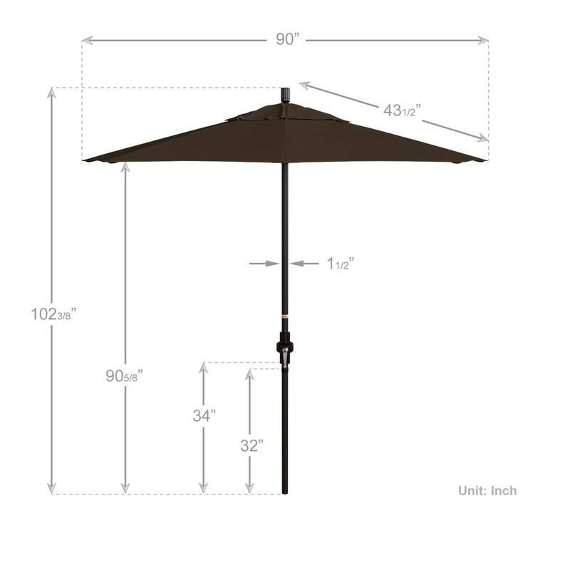 California Umbrella 7.5' Sun Master Patio Umbrella Bronze Aluminum Pole Fiberglass Ribs Crank Lift Tilt Sunbrella Cilantro