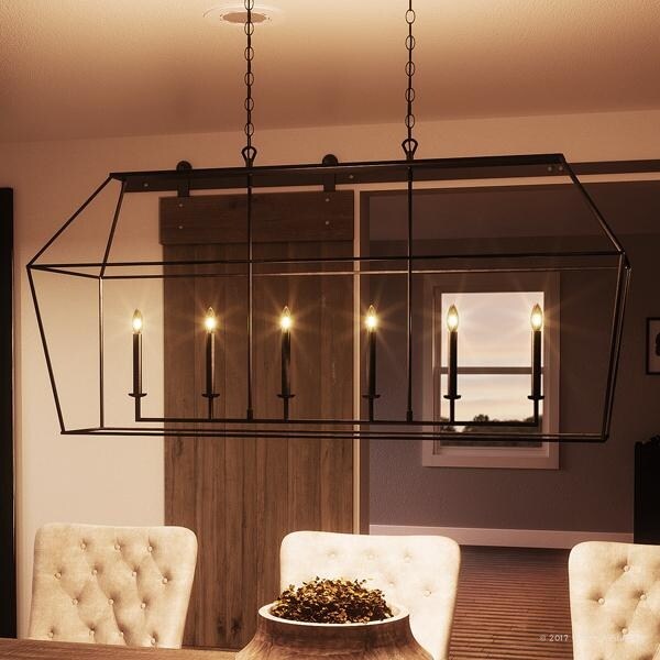 Luxury Colonial Chandelier, 25.5"H x 54"W, with Minimalist Style, Linear Bird Cage Design, Parisian Bronze Finish (60 to 100 Watts - Steel - Bronze - - Chandeliers For Bedrooms by Overstock.com