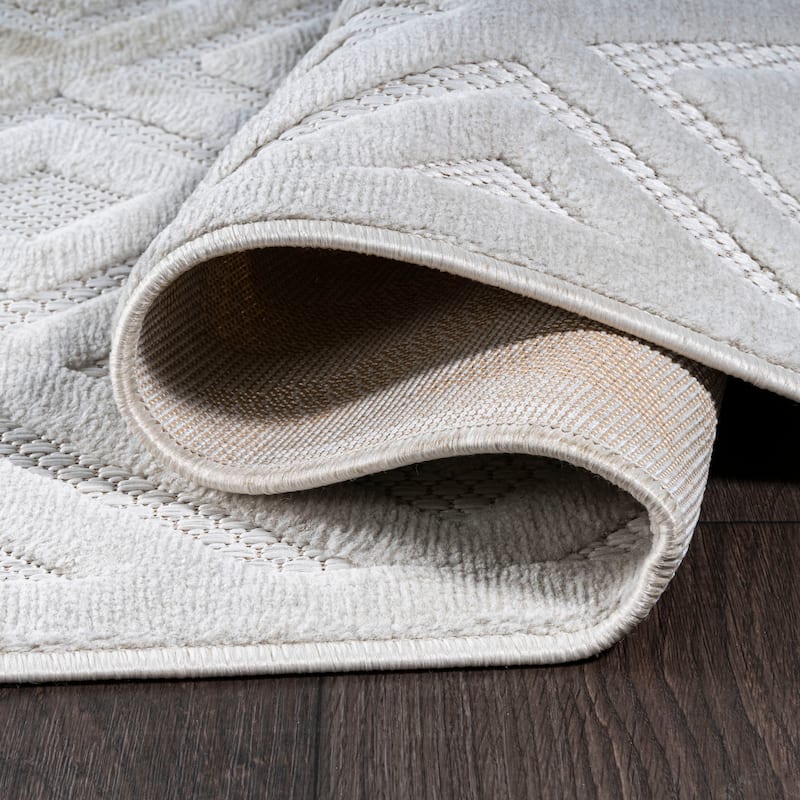 JONATHAN Y Ankara Neutral Diamond Trellis Indoor/Outdoor Area Rug