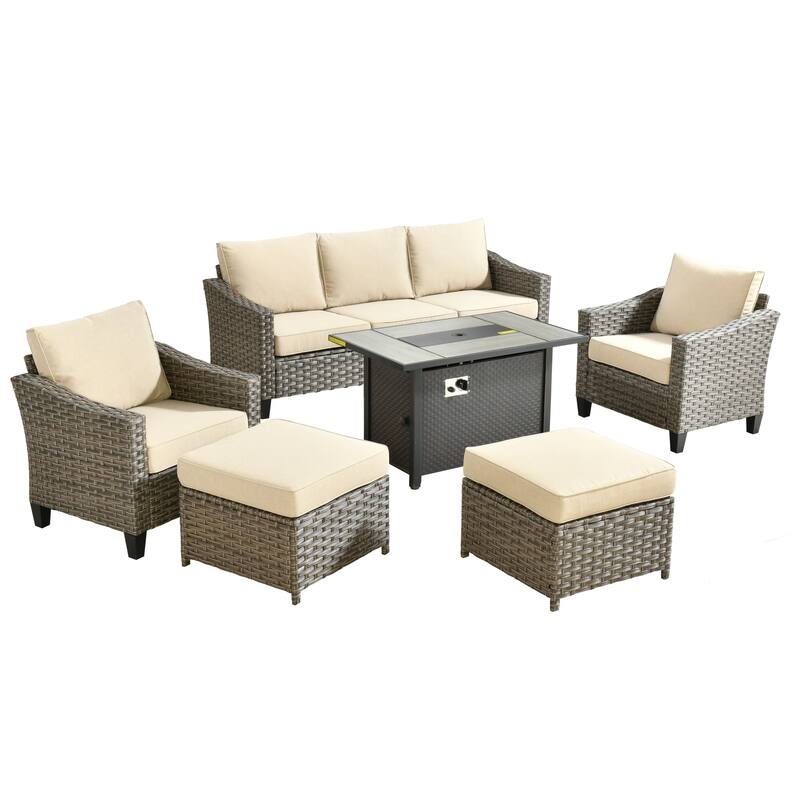 XIZZI Outdoor Patio Furniture Set with Fire Pit Table
