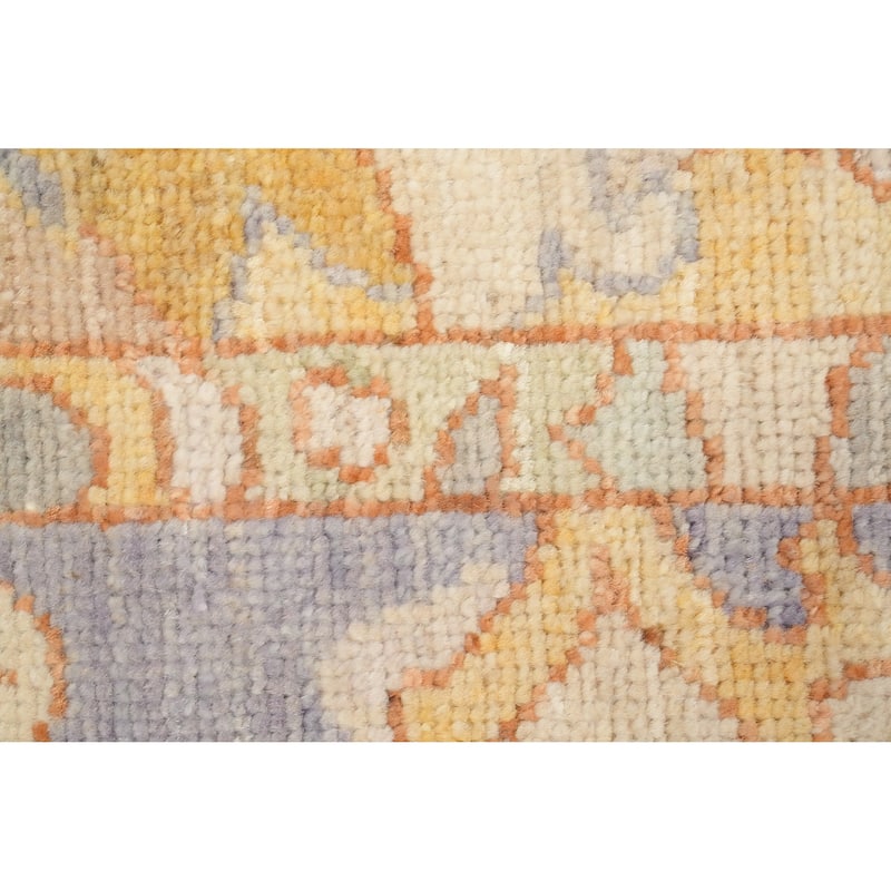 Hand Knotted Oriental 100% Wool Carpet Transitional Floral Purples Oushak Area Rug - 6' 10'' X 5' 1''
