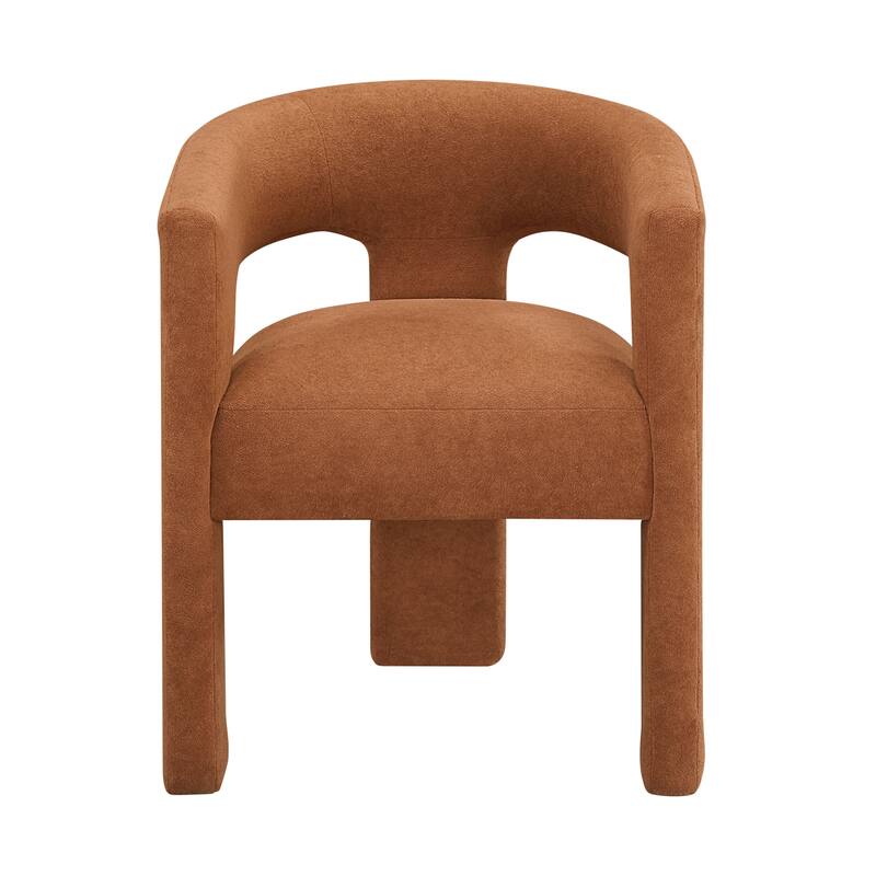 Modern Luxury Dining Furniture Elegant Side Chairs Set of 2 Orange Fabric Soft Boucle Plush Upholstery Comfortable